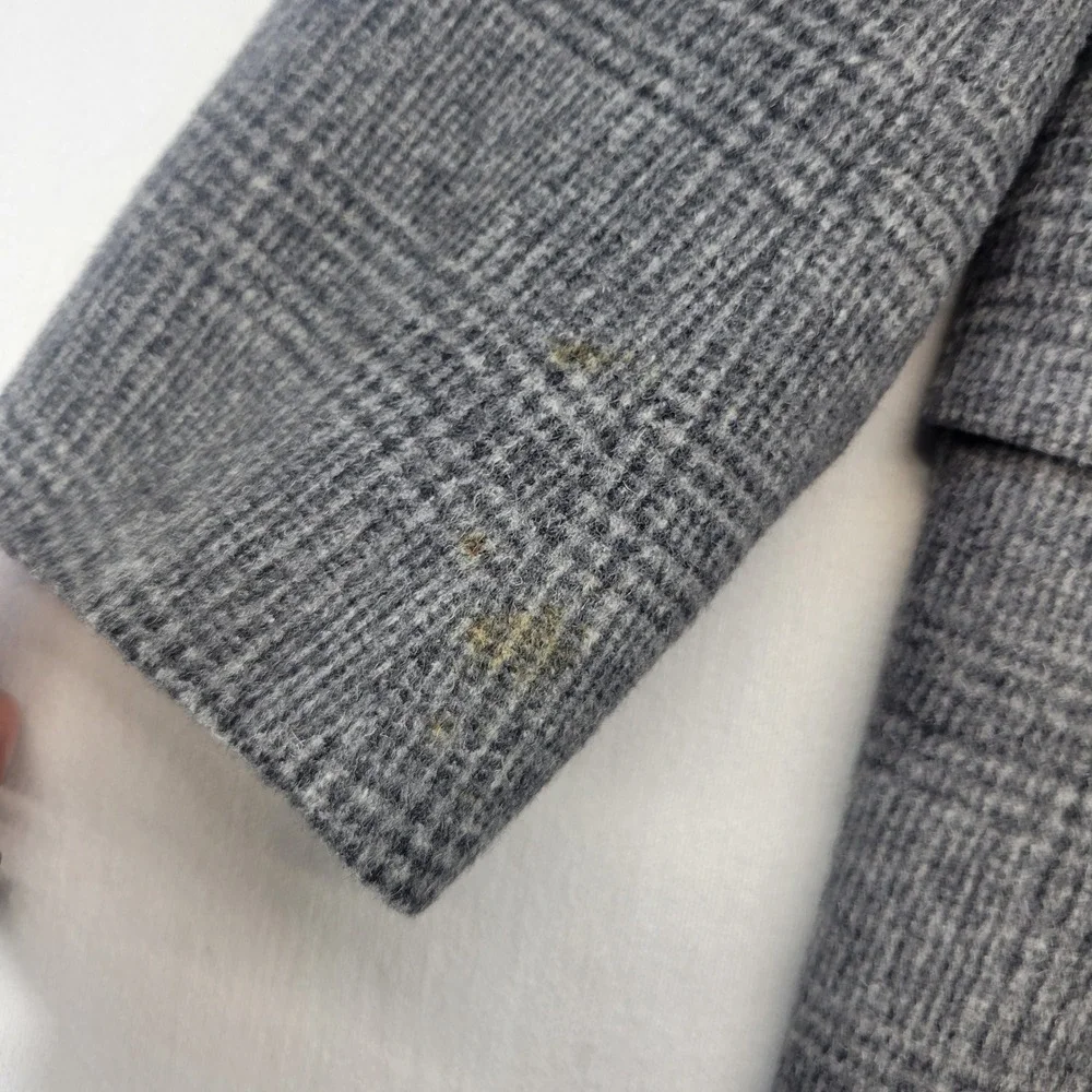 Nordstrom Sport Coat Mens Gray Glen Plaid 100% Camel Hair Blazer USA Made
